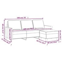 Driezitsbank met voetenbank 180 cm stof donkergrijs 7