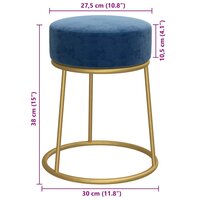 Hocker rond fluweel blauw 6