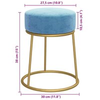 Hocker rond fluweel lichtblauw 6