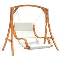 Schommelstoel met kussen massief vurenhout met teakafwerking 2