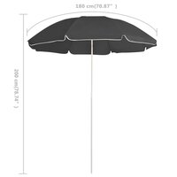 Parasol met stalen paal 180 cm antracietkleurig 5