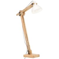 Vloerlamp E27 massief mangohout wit 2