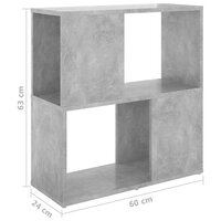 Boekenkast 60x24x63 cm bewerkt hout betongrijs 7