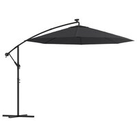 Zweefparasol met LED en stalen paal 300 cm zwart 2