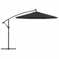 Zweefparasol met LED en stalen paal 300 cm zwart 4