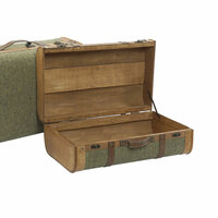 Kofferset Home ESPRIT Groen Hout Canvas Tropisch 60 x 24 x 38 cm 4
