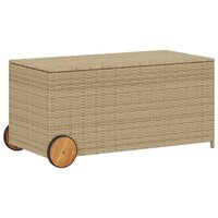 Tuinbox met wielen 190 L poly rattan gemengd beige 2