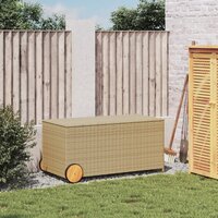 Tuinbox met wielen 190 L poly rattan gemengd beige 3