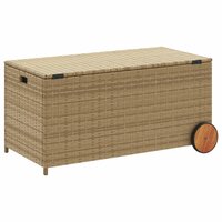 Tuinbox met wielen 190 L poly rattan gemengd beige 6