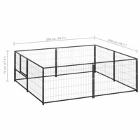 Hondenkennel 4 m&sup2; staal zwart 6