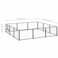 Hondenkennel 9 m&sup2; staal zwart 6