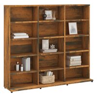 Cd-kast 102x23x89,5 cm bewerkt hout gerookt eikenkleurig 3