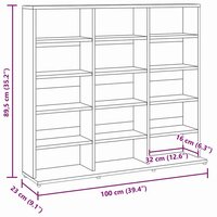 Cd-kast 102x23x89,5 cm bewerkt hout gerookt eikenkleurig 7