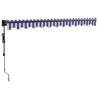 Luifel elektrisch uitschuifbaar 3,5x2,5 m blauw en wit 6