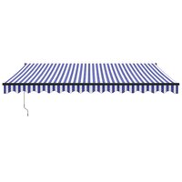 Luifel automatisch uitschuifbaar 4,5x3 m blauw en wit 3