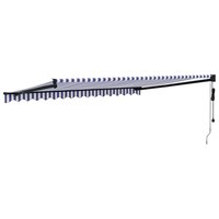 Luifel automatisch uitschuifbaar 4,5x3 m blauw en wit 5