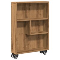 Opbergtrolley smal 48x13x68 cm bewerkt hout artisanaal eiken 2