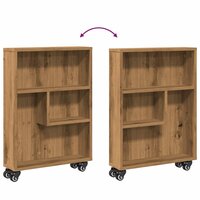 Opbergtrolley smal 48x13x68 cm bewerkt hout artisanaal eiken 7