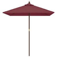 Parasol met houten paal 198x198x231 cm bordeauxrood 3