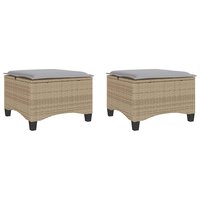 Tuinkrukken met kussens 2 st 55x55x36 cm poly rattan beige 2