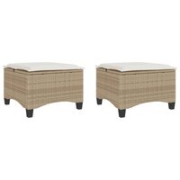 Tuinkrukken met kussens 2 st 55x55x36 cm poly rattan beige 2