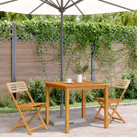 Bistrostoelen 2 st massief acaciahout en poly rattan beige 3