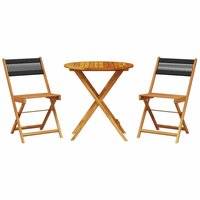 3-delige Bistroset polypropeen en massief hout zwart 2