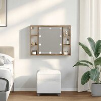 Spiegelkast met LED 76x15x55 cm bewerkt hout artisanaal eiken 3