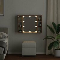 Spiegelkast met LED 76x15x55 cm bewerkt hout artisanaal eiken 4