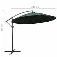 Zweefparasol met aluminium paal 3 m groen 9