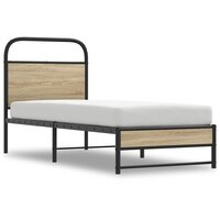 Bedframe zonder matras bewerkt hout gerookt eiken 75x190 cm 2