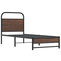 Bedframe zonder matras bewerkt hout bruin eikenkleur 75x190 cm 3