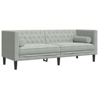 Driezitsbank Chesterfield-stijl met bolsters fluweel lichtgrijs 2