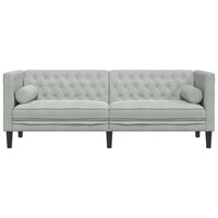 Driezitsbank Chesterfield-stijl met bolsters fluweel lichtgrijs 4