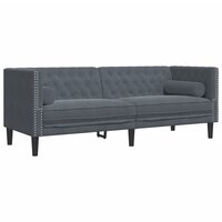 Driezitsbank Chesterfield-stijl en bolsters fluweel donkergrijs 2