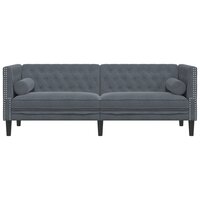 Driezitsbank Chesterfield-stijl en bolsters fluweel donkergrijs 4