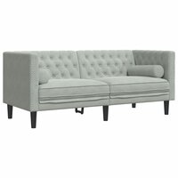 Tweezitsbank Chesterfield-stijl en bolsters fluweel lichtgrijs 2