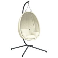 Hangstoel met standaard stof en staal beige 2