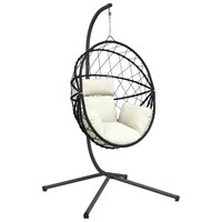 Hangstoel met standaard rattan en staal beige 2