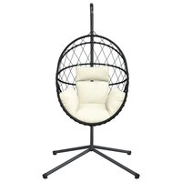 Hangstoel met standaard rattan en staal beige 4