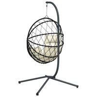 Hangstoel met standaard rattan en staal beige 6