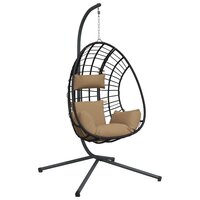 Hangstoel met standaard rattan en staal taupe 2