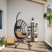 Hangstoel met standaard rattan en staal taupe 3