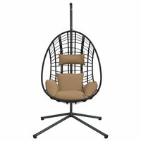Hangstoel met standaard rattan en staal taupe 4
