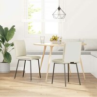 Eetkamerstoelen 2 st fluweel cr&egrave;mekleurig 2