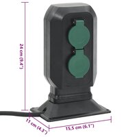 Tuinstopcontact en grondpin 2-wegs 15,5x11x24 cm zwart en groen 9