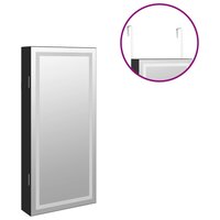 Sieradenkast met spiegel en LED wandgemonteerd zwart 9