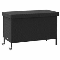 Tuinbox met wielen 110x55x73 cm poly rattan zwart 2