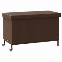 Tuinbox met wielen 110x55x73 cm poly rattan bruin 2