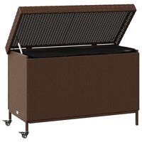 Tuinbox met wielen 110x55x73 cm poly rattan bruin 3